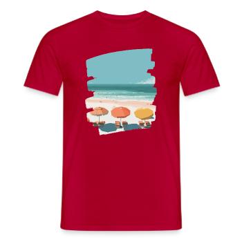 Strand Meer Palmen - Männer T-Shirt - Rot - Vorne - AI Model Male 178 dark (178cm)