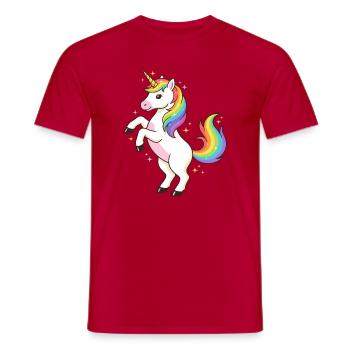 Regenbogen-Einhorn-Funkeln - Männer T-Shirt - Rot - Vorne - AI Model Male 178 dark (178cm)