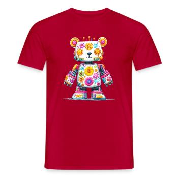 Colorful Robot Bear Neon Print - Men's T-Shirt - red - Front - AI Model Male 178 dark (178cm)