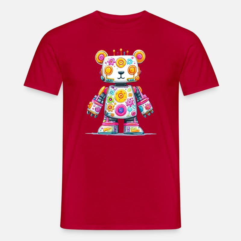 Bunt Roboterbär Neon-Print - Männer T-Shirt - Rot