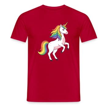Licorne à crinière arc-en-ciel - T-shirt homme - rouge - Devant - AI Model Male 178 dark (178cm)