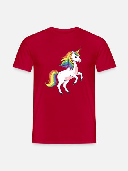 Regenbogenmähne Einhorn - Männer T-Shirt - Rot