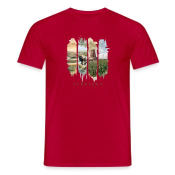 Nebraska Vacation Travel – Vastness & Prairie Motif - Men's T-Shirt - red - Front - AI Model Male 178 dark (178cm)