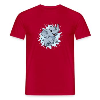 Cute elephant with paint splash - Men's T-Shirt - red - Front - AI Model Male 178 dark (178cm)