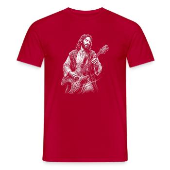 Jesus Christ spielt Gitarre - Männer T-Shirt - Rot - Vorne - AI Model Male 178 dark (178cm)