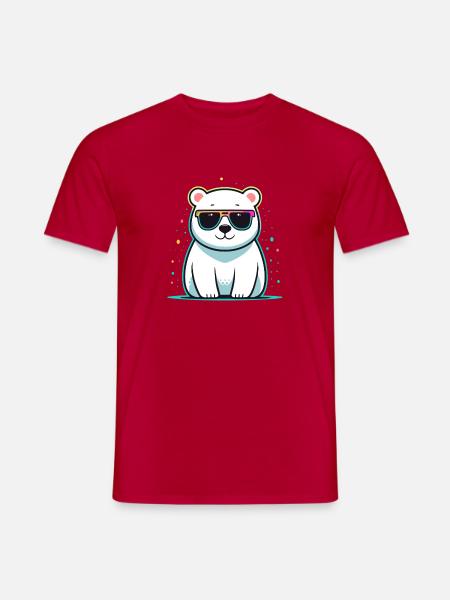 Eisbär-Glänzende Brillen - Männer T-Shirt - Rot