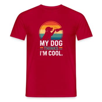 My dog thinks I'm cool - Men's T-Shirt - red - Front - AI Model Male 178 dark (178cm)