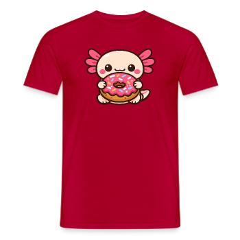 Kawaii Donut Buddy with Frosting - Men's T-Shirt - red - Front - AI Model Male 178 dark (178cm)