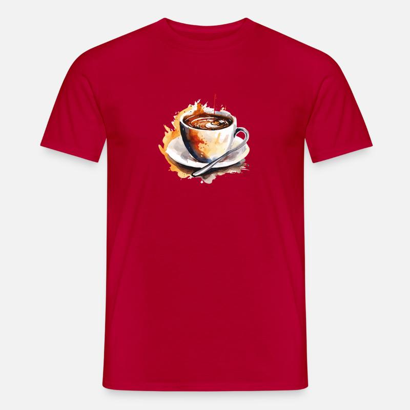 Aquarell Kaffee – Farbexplosion - Männer T-Shirt - Rot
