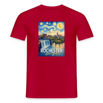 Rochester New York Skyline Kunst - Männer T-Shirt - Rot - Vorne - AI Model Male 178 dark (178cm)