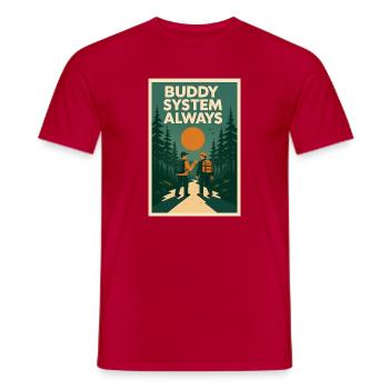 Immer Buddy-System | Pfadfinder - Männer T-Shirt - Rot - Vorne - AI Model Male 178 dark (178cm)