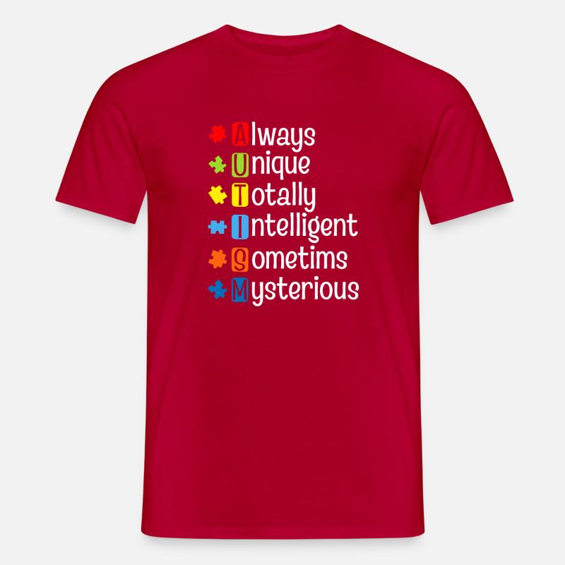 Autism Puzzle Pride: Unique Minds - Men's T-Shirt - red
