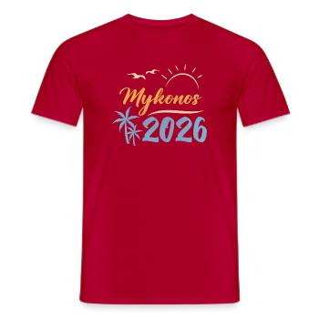 Mykonos 2026 - Männer T-Shirt - Rot - Vorne - AI Model Male 178 dark (178cm)