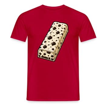 Chocolate Bar with Chocolate Chip Pattern - Men's T-Shirt - red - Front - AI Model Male 178 dark (178cm)