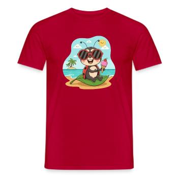 Strandkäfer mit Eis und Sonnenbrille - Männer T-Shirt - Rot - Vorne - AI Model Male 178 dark (178cm)