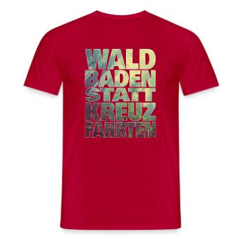 Waldbaden statt Kreuzfahrten - Männer T-Shirt - Rot - Vorne - AI Model Male 178 dark (178cm)