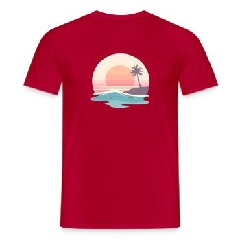 Retro Sonnenuntergang Strand & Palme - Männer T-Shirt - Rot - Vorne - AI Model Male 178 dark (178cm)