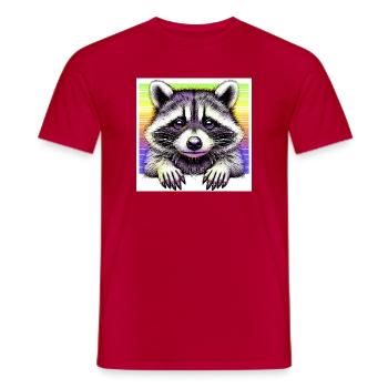 Waschbär - Männer T-Shirt - Rot - Vorne - AI Model Male 178 dark (178cm)