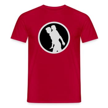 Vater Kind Silhouette Spazieren Familie Papa Liebe - Männer T-Shirt - Rot - Vorne - AI Model Male 178 dark (178cm)