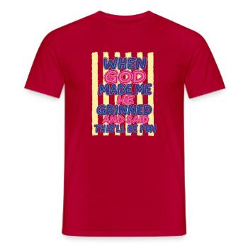 Dieu rit : Tu vas t’amuser - T-shirt homme - rouge - Devant - AI Model Male 178 dark (178cm)