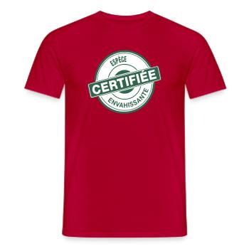 Insigne Espèce envahissante Certifiée - T-shirt homme - rouge - Devant - AI Model Male 178 dark (178cm)