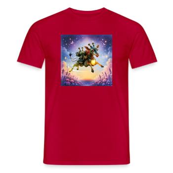 Rocket giraffe with heart - Men's T-Shirt - red - Front - AI Model Male 178 dark (178cm)