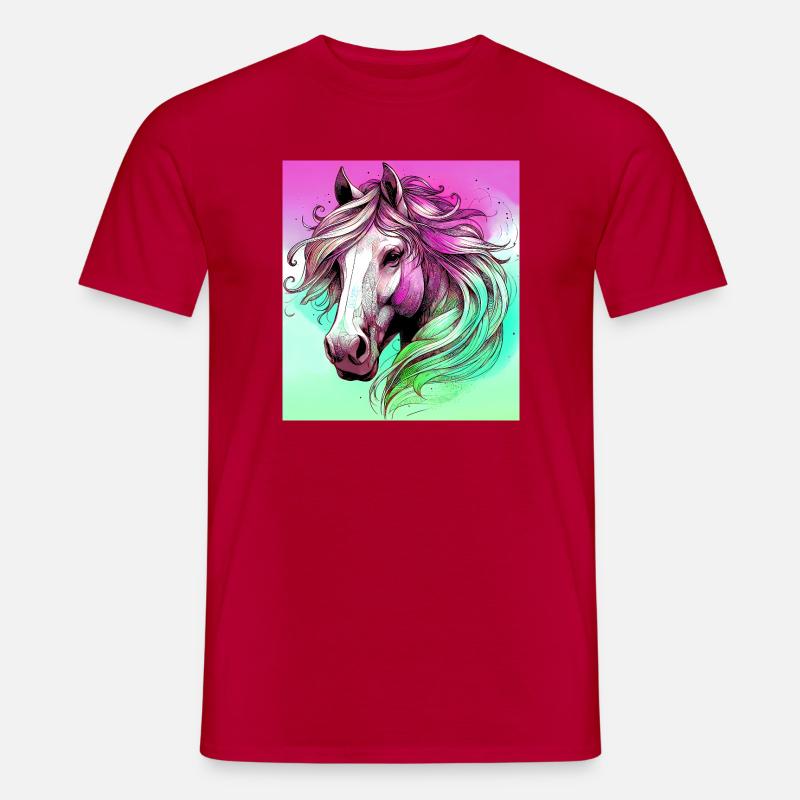 Pferd - Männer T-Shirt - Rot