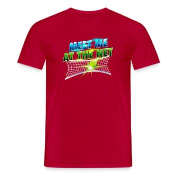 Meet Me At The Net Tennis Player Humor - Men's T-Shirt - red - Front - AI Model Male 178 dark (178cm)