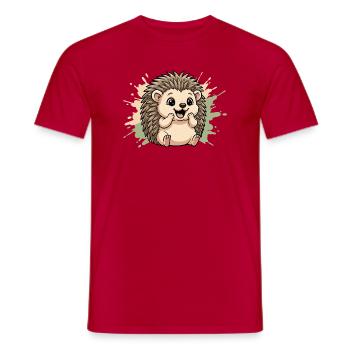 Kuscheliger Igel auf Pastellspritz - Männer T-Shirt - Rot - Vorne - AI Model Male 178 dark (178cm)