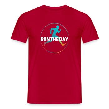 Run - Running The Day Lauf Motivation Jogging - Men's T-Shirt - red - Front - AI Model Male 178 dark (178cm)