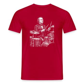 Andrew Johnson spielt Schlagzeug - Männer T-Shirt - Rot - Vorne - AI Model Male 178 dark (178cm)