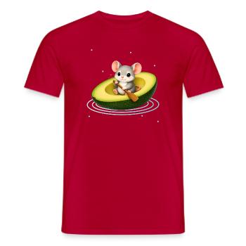 Cute Mouse in Avocado Kawaii Animal Motif - Men's T-Shirt - red - Front - AI Model Male 178 dark (178cm)