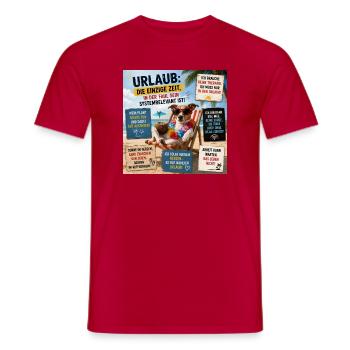 Urlaubsdruck: Hund am Strand - Männer T-Shirt - Rot - Vorne - AI Model Male 178 dark (178cm)