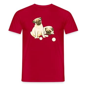 Duos aus Mops, Spieler und Träumer. - Männer T-Shirt - Rot - Vorne - AI Model Male 178 dark (178cm)