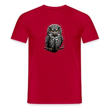Imprimé hibou - T-shirt homme - rouge - Devant - AI Model Male 178 dark (178cm)