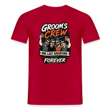 L’équipe du marié : Une dernière aventure - T-shirt homme - rouge - Devant - AI Model Male 178 dark (178cm)