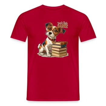Buchclub bellt Lesewelpe - Männer T-Shirt - Rot - Vorne - AI Model Male 178 dark (178cm)