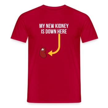 Mon nouveau rein est ici en bas - T-shirt homme - rouge - Devant - AI Model Male 178 dark (178cm)