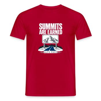Alps Road Cycling Summits Are Earned Mountain Pass - Men's T-Shirt - red - Front - AI Model Male 178 dark (178cm)