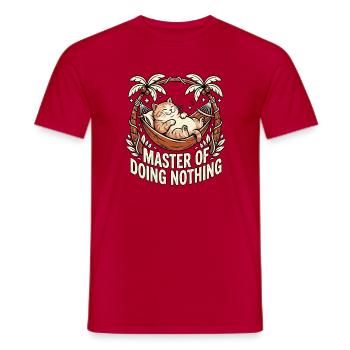 Le maître du chat qui ne fait rien - T-shirt homme - rouge - Devant - AI Model Male 178 dark (178cm)
