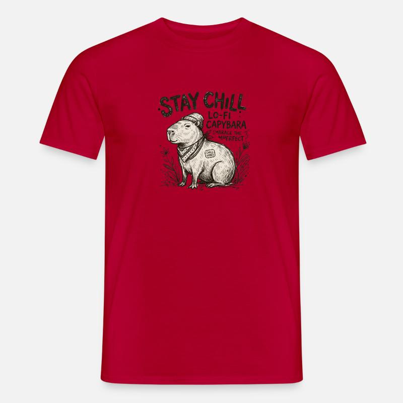 Capybara Chill LoFi Artwork - Männer T-Shirt - Rot