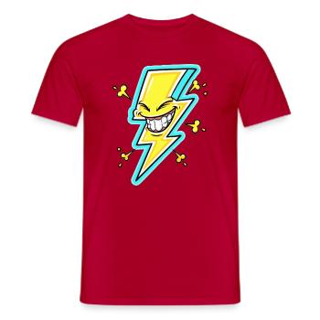 Dessin animé de la foudre riante - T-shirt homme - rouge - Devant - AI Model Male 178 dark (178cm)