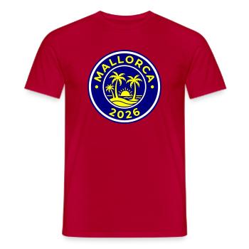 Palmiers de Majorque 2026 - T-shirt homme - rouge - Devant - AI Model Male 178 dark (178cm)