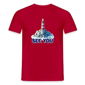 Phare sur le lac rocheux Toi - T-shirt homme - rouge - Devant - AI Model Male 178 dark (178cm)