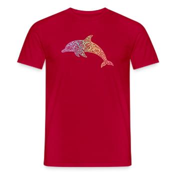 Delfin - Männer T-Shirt - Rot - Vorne - AI Model Male 178 dark (178cm)