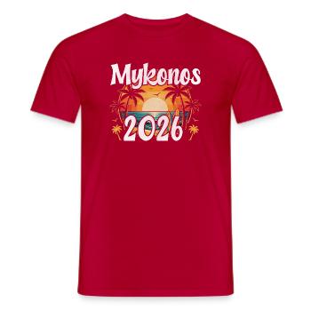 Mykonos 2026 - Männer T-Shirt - Rot - Vorne - AI Model Male 178 dark (178cm)