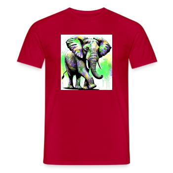 Elefant - Männer T-Shirt - Rot - Vorne - AI Model Male 178 dark (178cm)