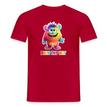 Né comme ça - Monstre arc-en-ciel duveteux - T-shirt homme - rouge - Devant - AI Model Male 178 dark (178cm)