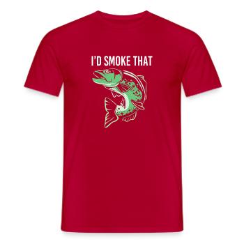 Trout Fishing Hook Fishing Rod Angler Frogfish - Men's T-Shirt - red - Front - AI Model Male 178 dark (178cm)