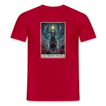 Doberman Pinscher Starry Sky Tarot - T-shirt homme - rouge - Devant - AI Model Male 178 dark (178cm)